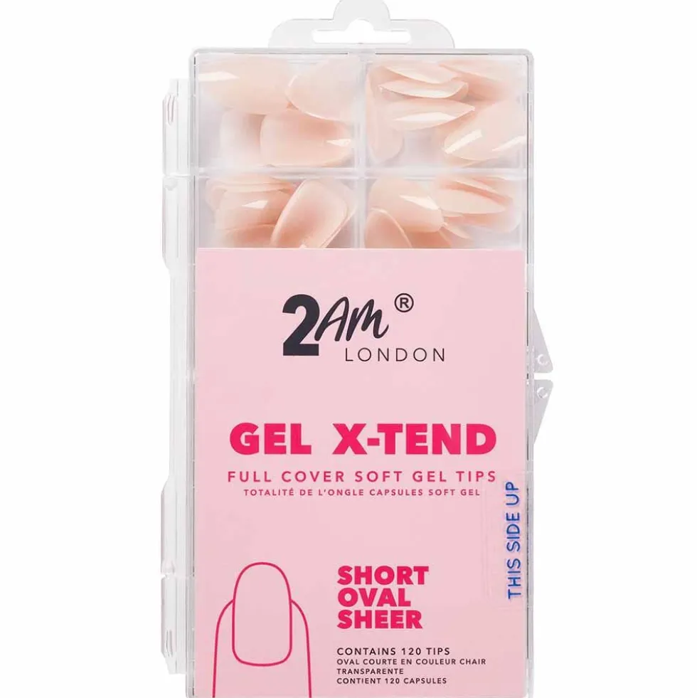 2AM London Gel X-Tend Soft Gel Tips, Short Oval Sheer - Pack of 120