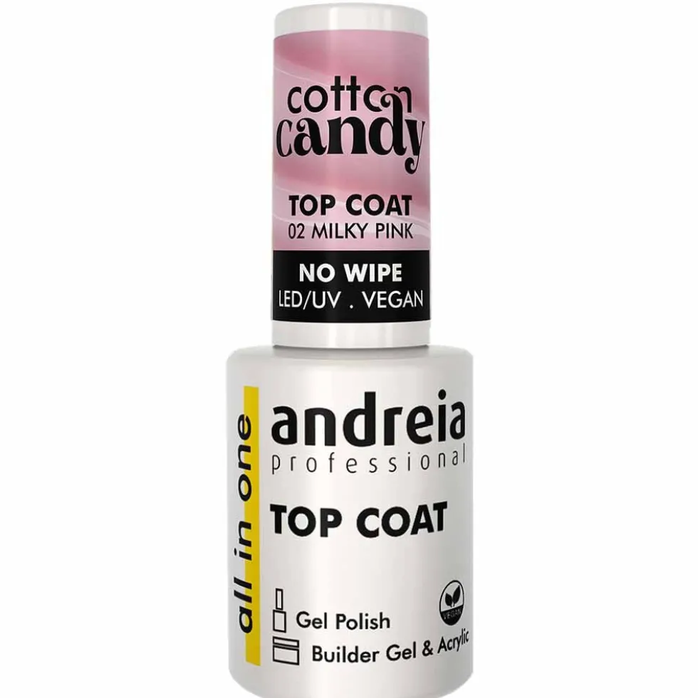 Andreia Professional Cotton Candy Top Coat - 02 Milky Pink, 10.5ml
