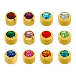 Caflon Regular Bezel Gold Piercing Stud Assortment 12 pair pack