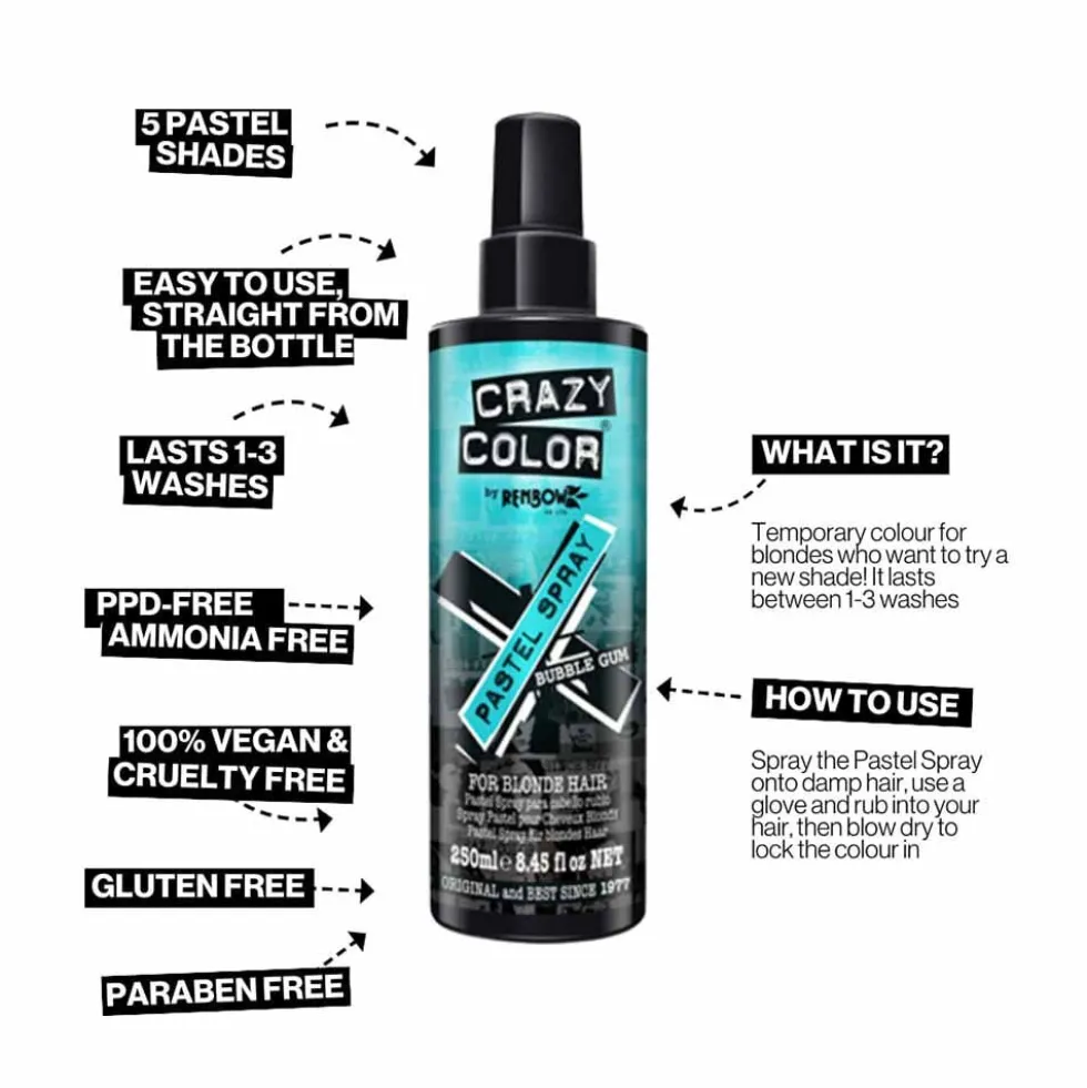 Crazy Color Pastel Spray Temporary Hair Colour -Lavender 250ml