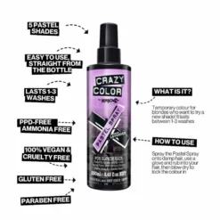 Crazy Color Pastel Spray Temporary Hair Colour -Lavender 250ml