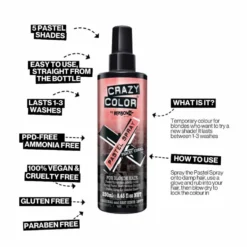 Crazy Color Pastel Spray Temporary Hair Colour -Lavender 250ml