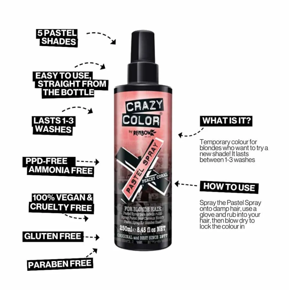 Crazy Color Pastel Spray Temporary Hair Colour -Lavender 250ml