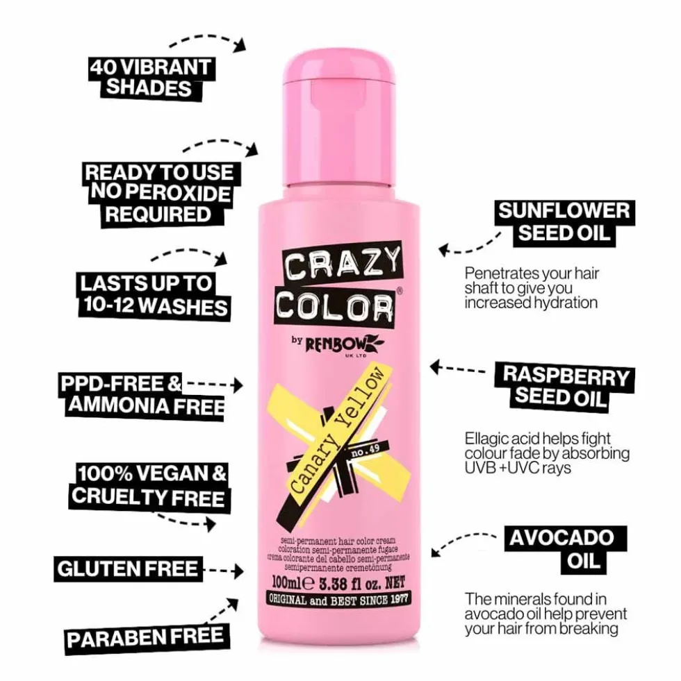 Crazy Color Semi Permanent Hair Colour Cream - Anarchy UV 100ml