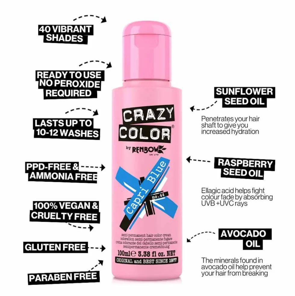 Crazy Color Semi Permanent Hair Colour Cream - Anarchy UV 100ml