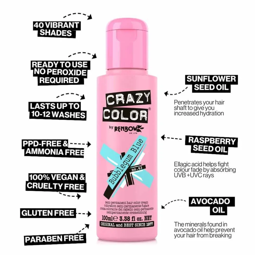Crazy Color Semi Permanent Hair Colour Cream - Anarchy UV 100ml