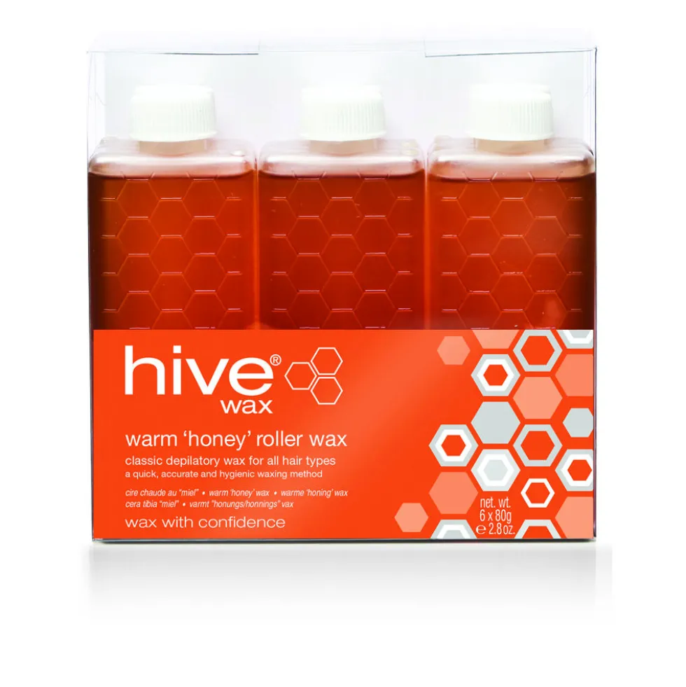 Hive of Beauty Warm Honey Roller Wax Refill Cartridges, Pack of 6 x 80g