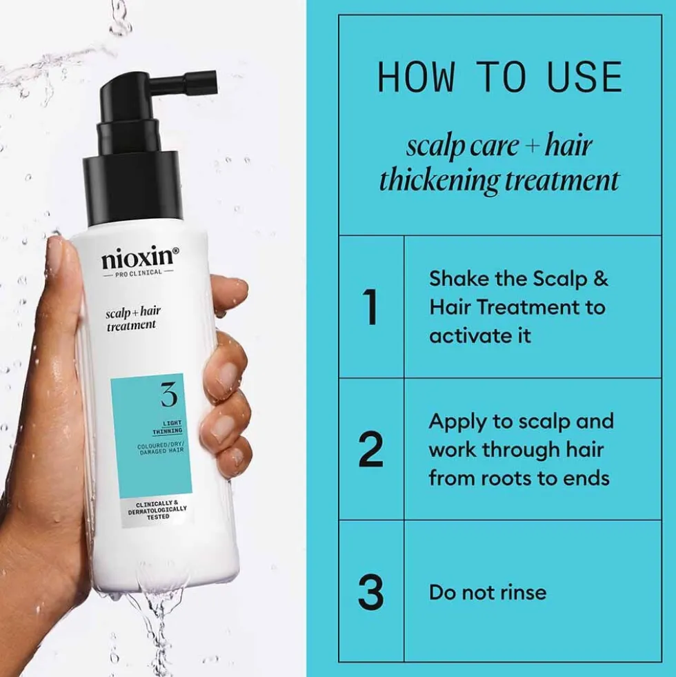 Nioxin Scalp + Hair Thickening System 3 Treatment Serum for Coloured Hair with Light Thinning 100ml