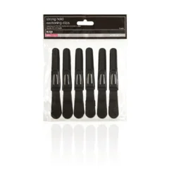 Salon Services Strong Hold Sectioning Clips, Black, Pack of 6