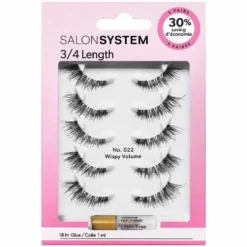 Salon System Strip Lash 022 3/4 Length, Pack of 5