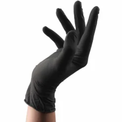 Sibel Black Powder Free Latex Disposable Gloves, Large, Pack of 100