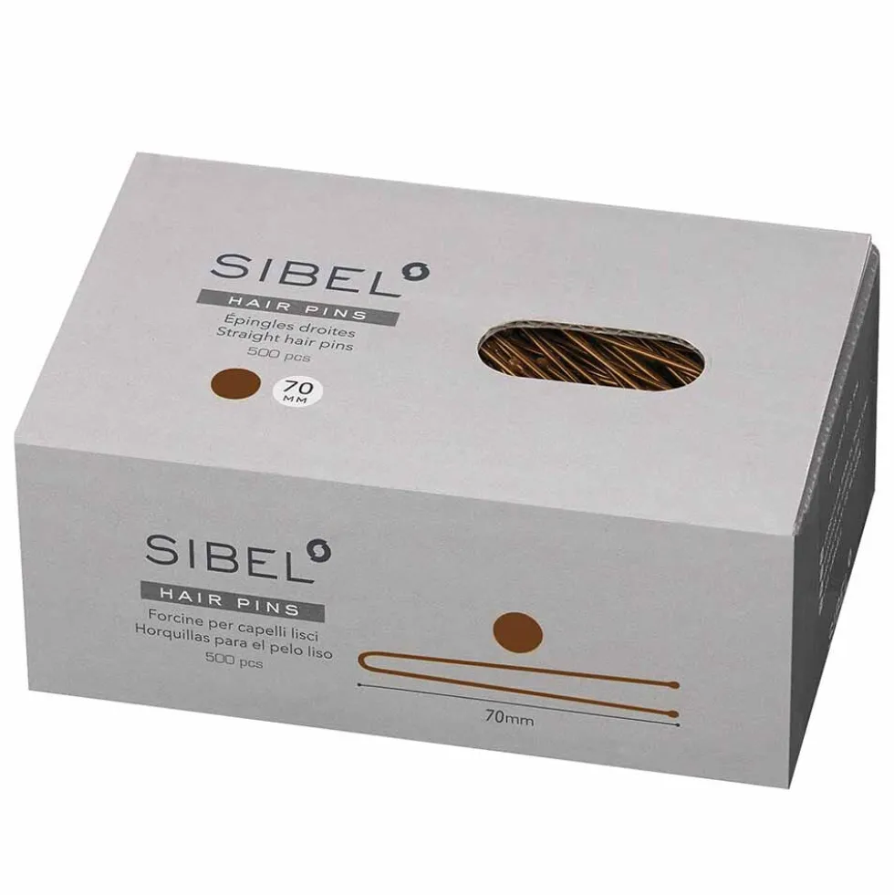 Sibel Metal Straight Bobby Pins 70mm, Brown, Pack of 500