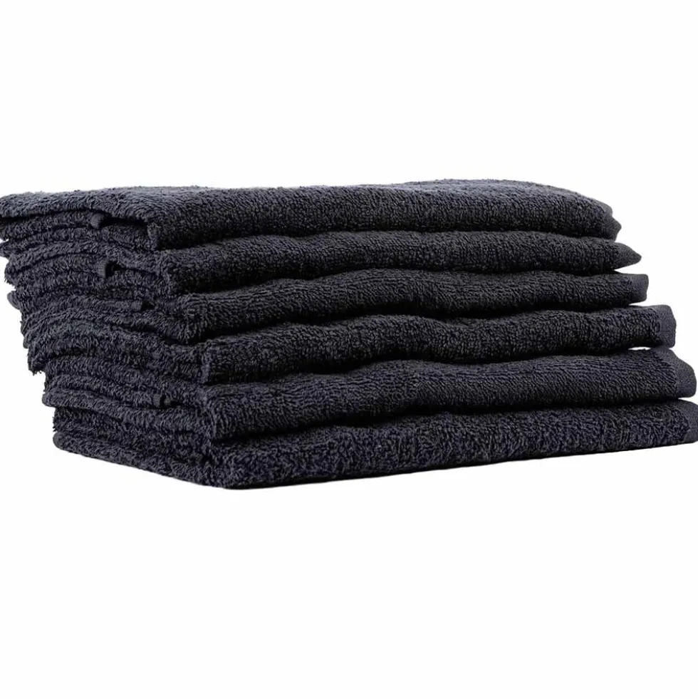 S-PRO Cotton Black Towels, Pack of 6