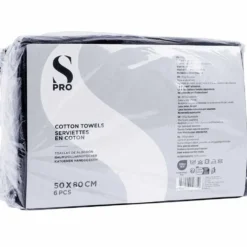 S-PRO Cotton Black Towels, Pack of 6