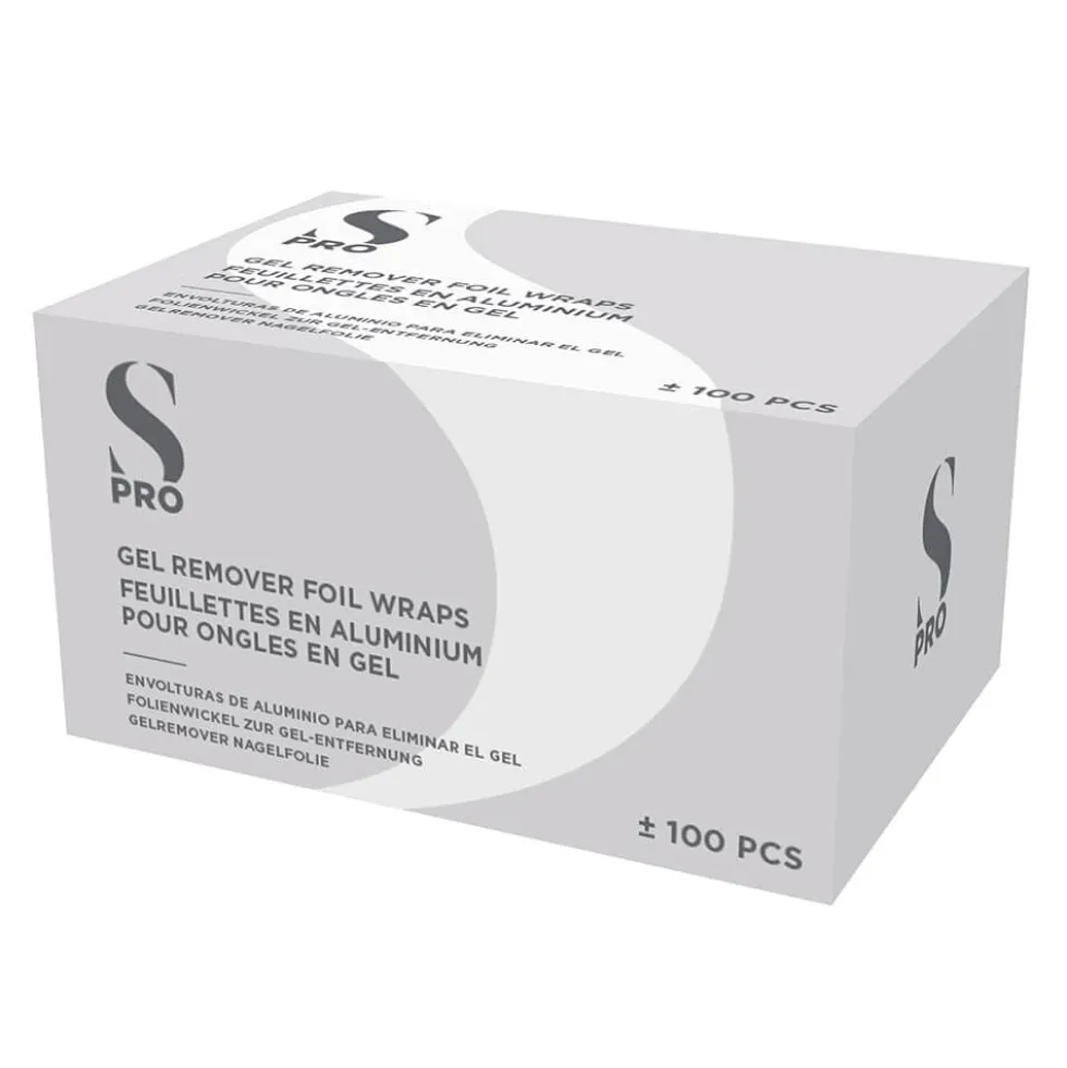 S-PRO Gel Remover Foil Nail Wraps, Pack of 100