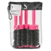 S-PRO Heat Retainer Brush Set, Pack of 4, Pink