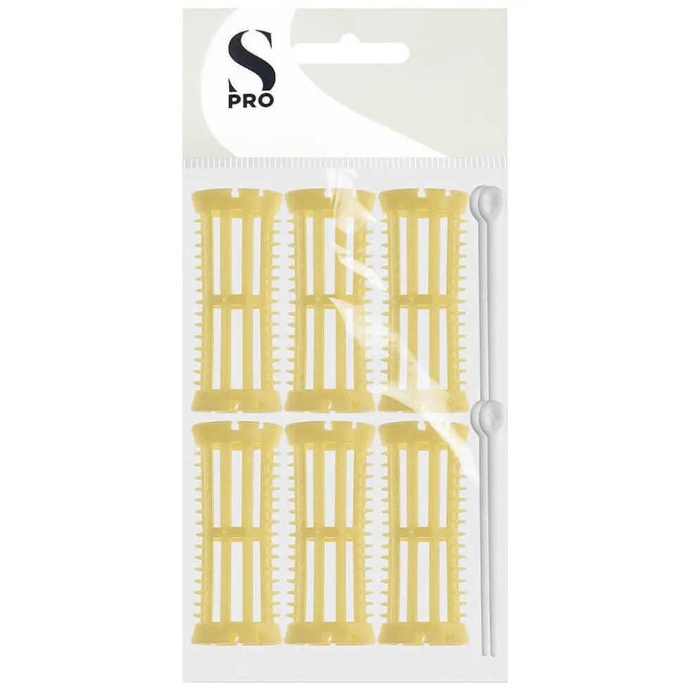 S-PRO Plastic Rollers Yellow 23mm, Pack of 6