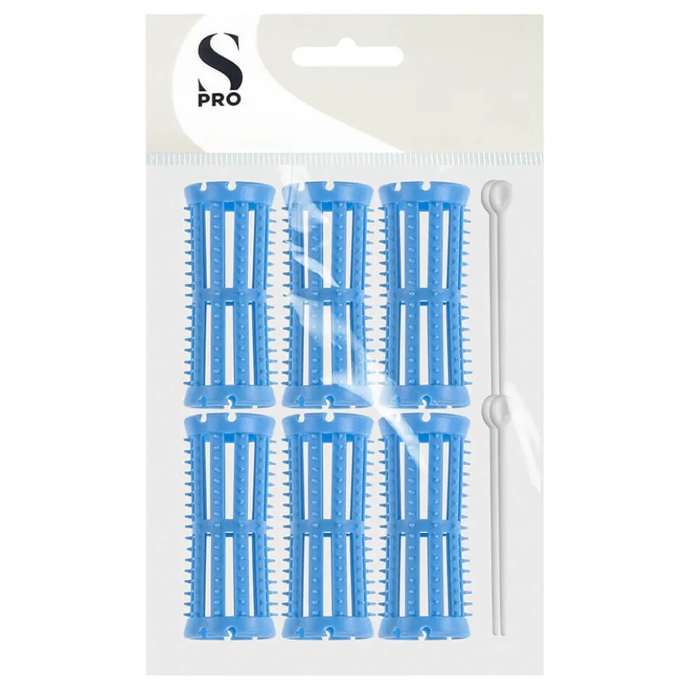 S-PRO Plastic Setting Rollers, Blue, 26mm, Pack of 6