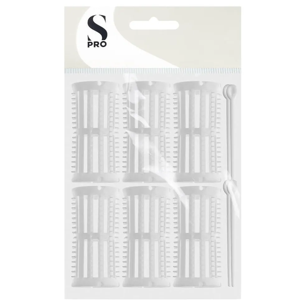 S-PRO Plastic Setting Rollers, White, 30mm, Pack of 6