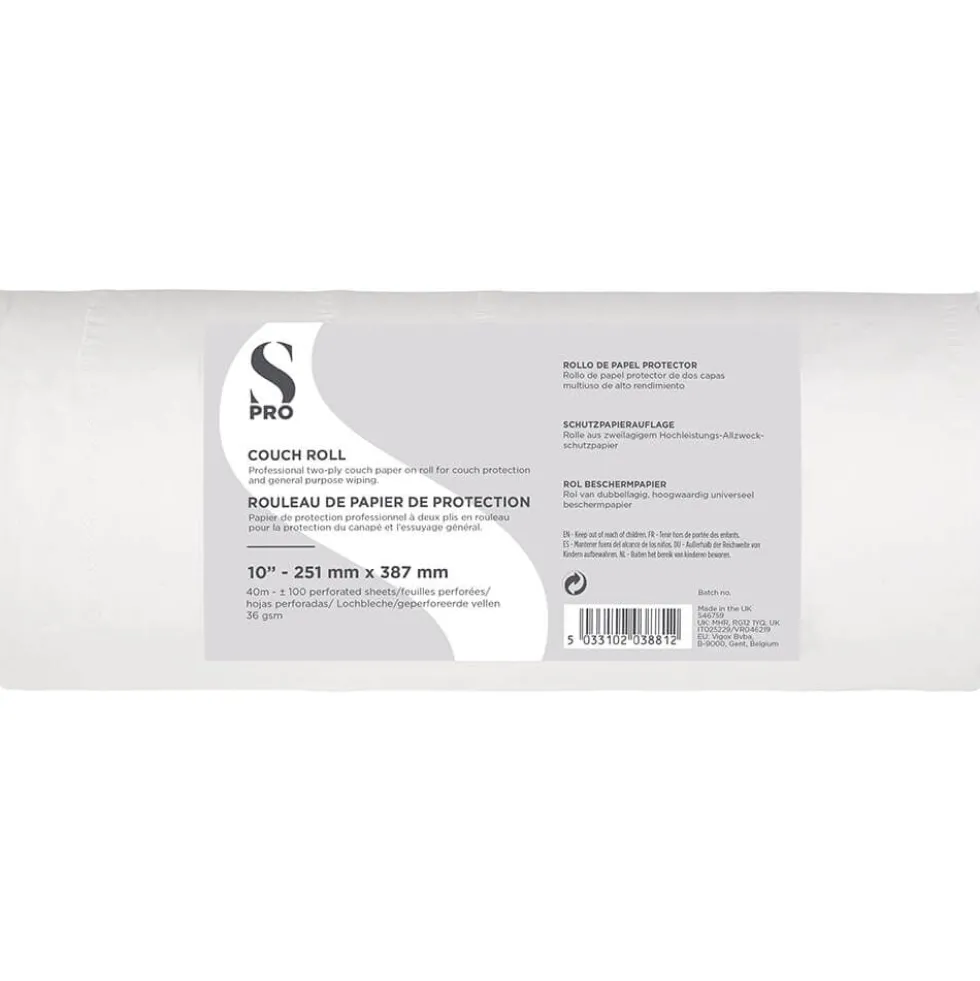 S-PRO 2-Ply Couch Roll 40m, 10 inch 100 Perforated Sheets