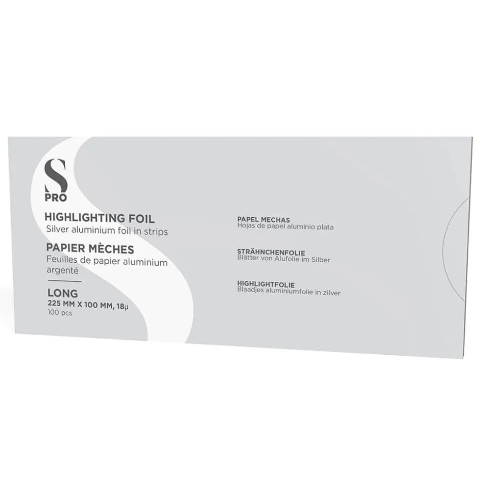 S-PRO Premium Highlighting Foil Strips, 18 microns, Long, 225mm x 100mm, Pack of 100