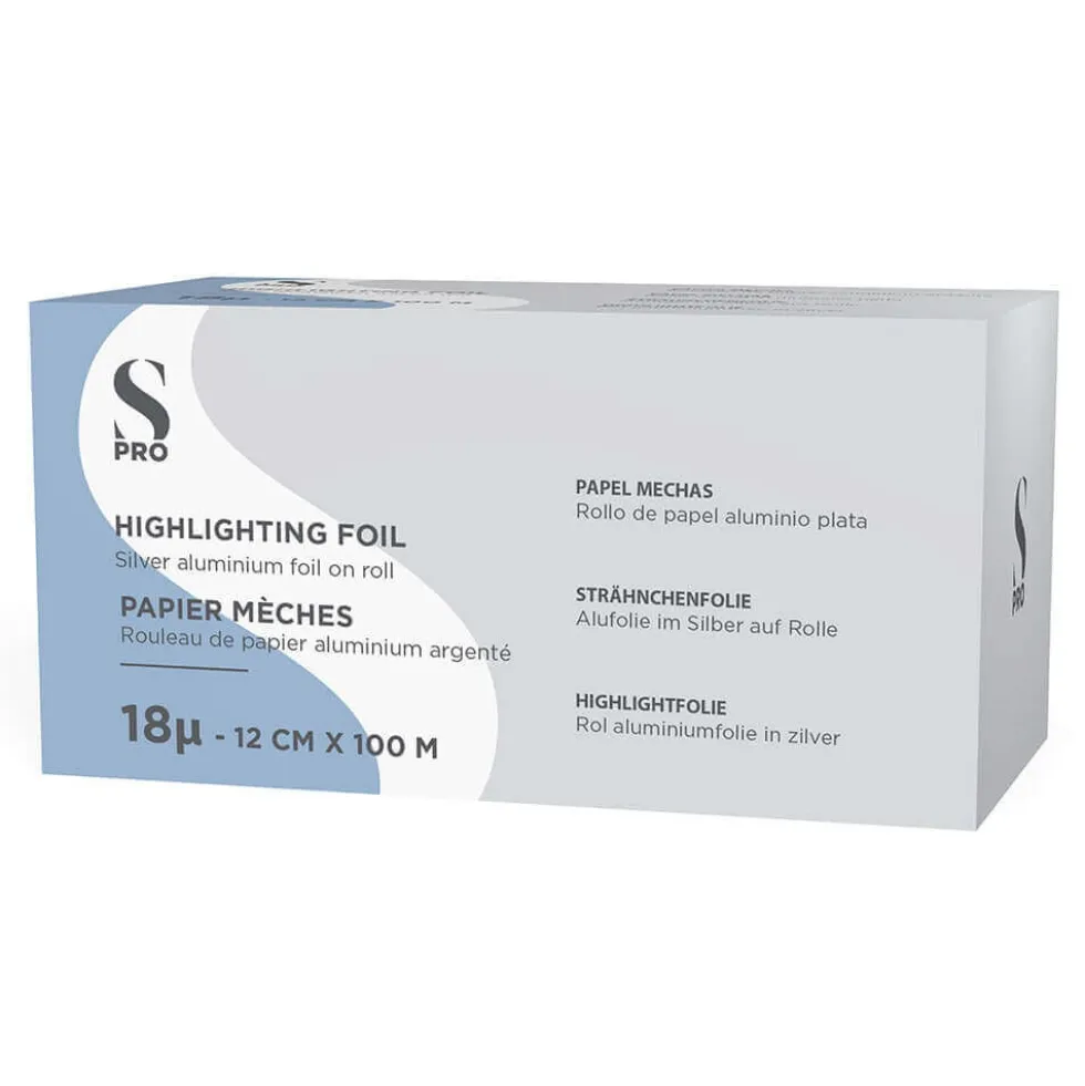 S-PRO Premium Silver Aluminium Highlighting Foil Roll, 18 microns, 12cm x 100m