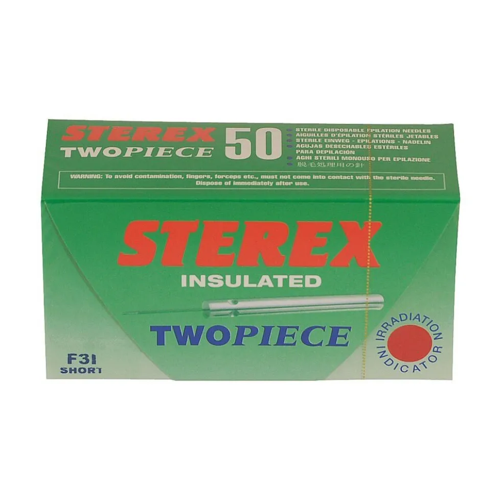 Sterex Electrolysis Insulated 2 Piece Short Needles F3I Pack of 50