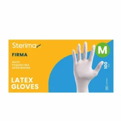 Sterimax Firma® Latex Disposable White Gloves - Medium, Pack of 100